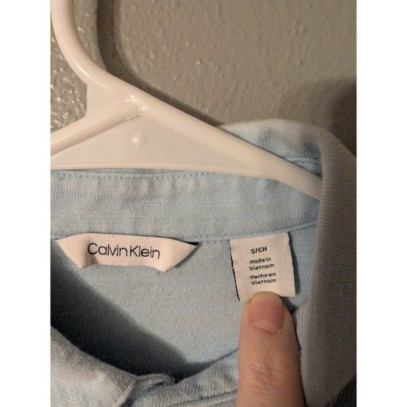 ​Calvin Klein Polo Shirt Men's Small Light Blue Cotton Blend Short Sleeve Logo - Picture 5 of 6
